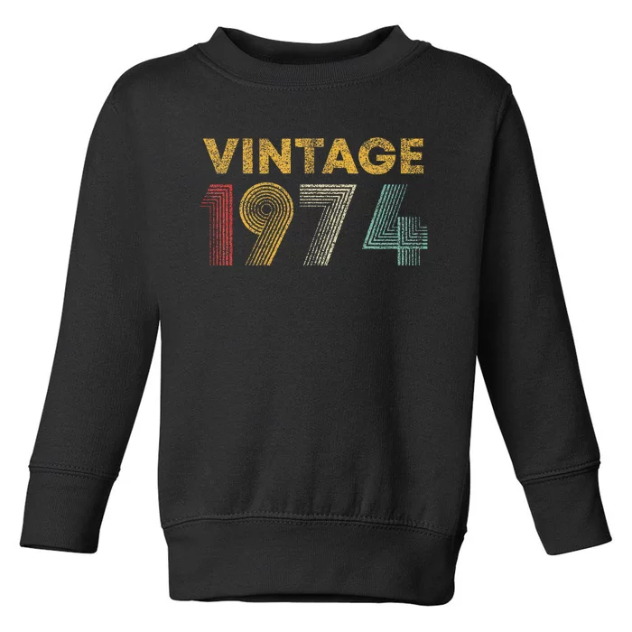 50th Birthday Gift Vintage 1974 50 Years Old Toddler Sweatshirt