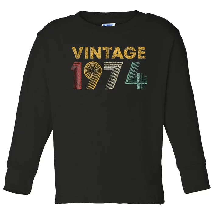 50th Birthday Gift Vintage 1974 50 Years Old Toddler Long Sleeve Shirt