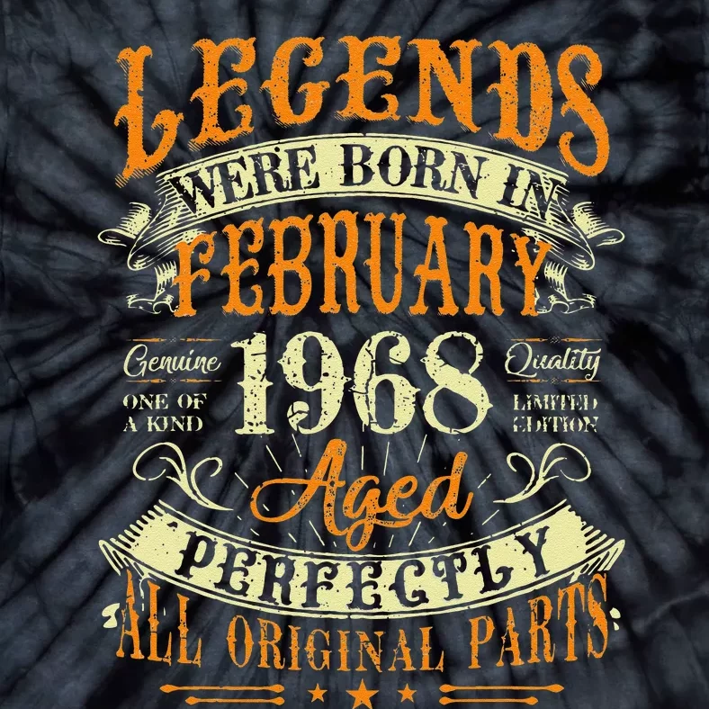 55th Birthday Gift 55 Years Old Legends Born February 1968 Tie-Dye T-Shirt