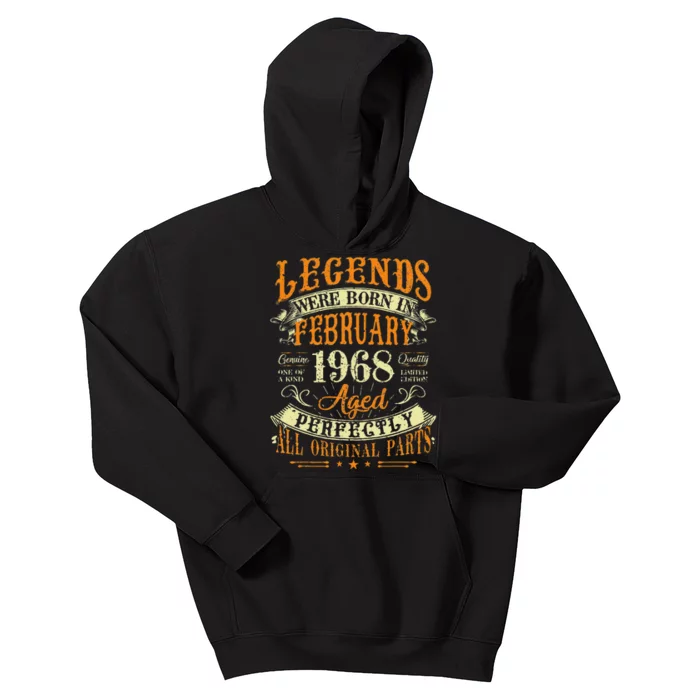 55th Birthday Gift 55 Years Old Legends Born February 1968 Kids Hoodie