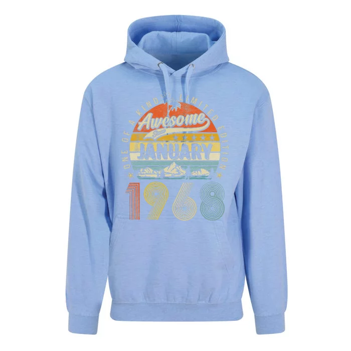 55th Birthday Gift Awesome Since January 1968 55 Year Old Cute Unisex Surf Hoodie