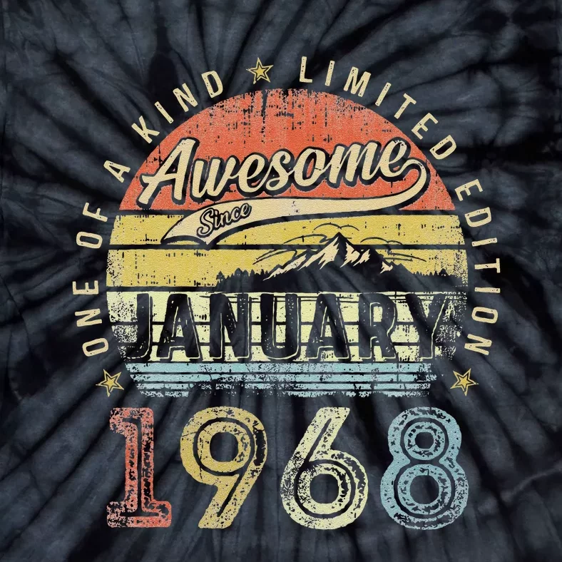 55th Birthday Gift Awesome Since January 1968 55 Year Old Love Tie-Dye T-Shirt