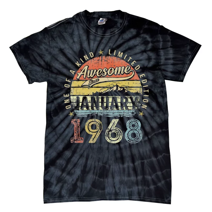 55th Birthday Gift Awesome Since January 1968 55 Year Old Love Tie-Dye T-Shirt