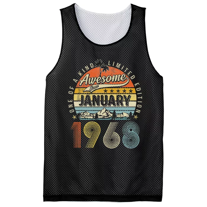 55th Birthday Gift Awesome Since January 1968 55 Year Old Mesh Reversible Basketball Jersey Tank