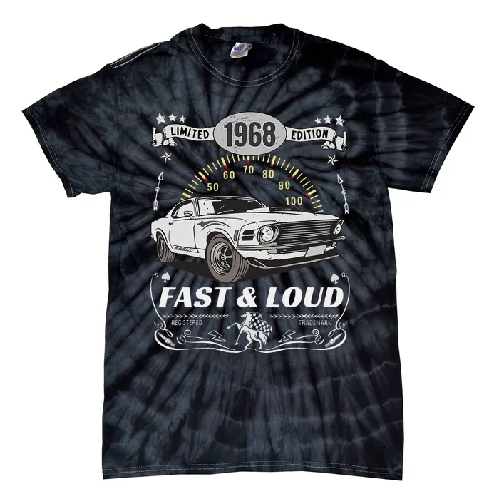 55th Birthday Gift Muscle Car Women Born 1968 Tie-Dye T-Shirt