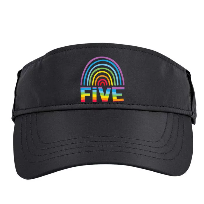 5th Birthday Gift Rainbow Fan 5 Years Olds 5 Bday Adult Drive Performance Visor