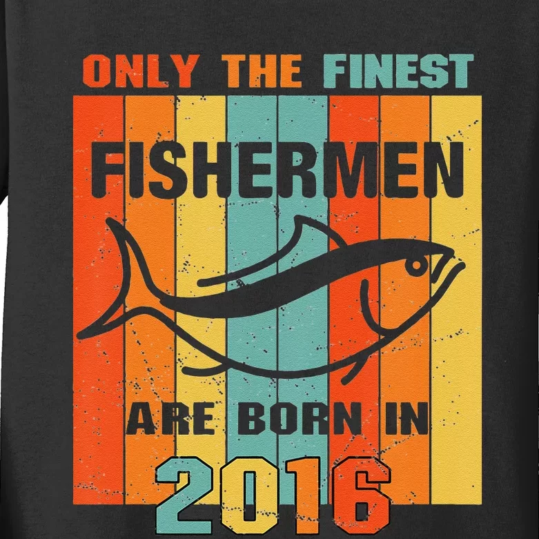 5th Birthday Gift For 5 Year Old Fishing Fishermen 2016 Kids Long Sleeve Shirt