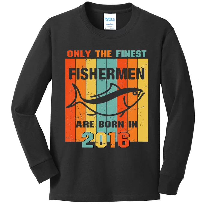 5th Birthday Gift For 5 Year Old Fishing Fishermen 2016 Kids Long Sleeve Shirt