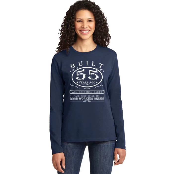 55th Birthday Graphic Built 55 Years Ago Original Parts Ladies Long Sleeve Shirt