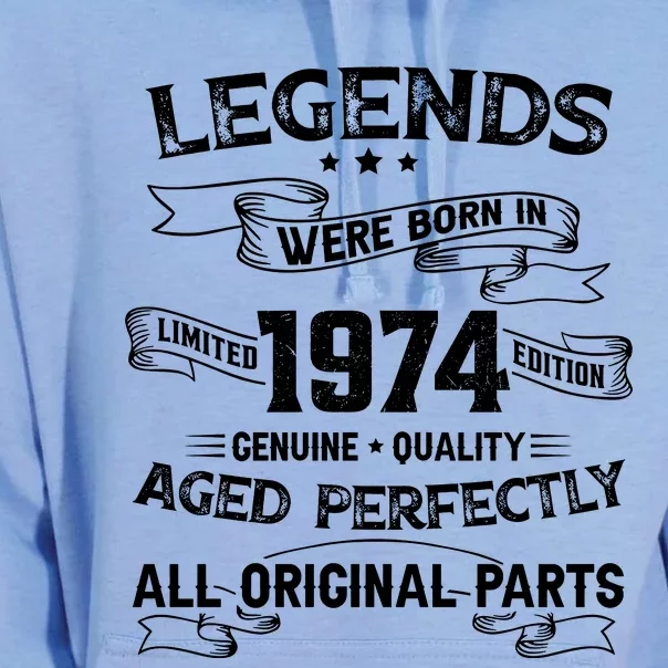 50th Birthday Legends Were Born In 1974 Unisex Surf Hoodie