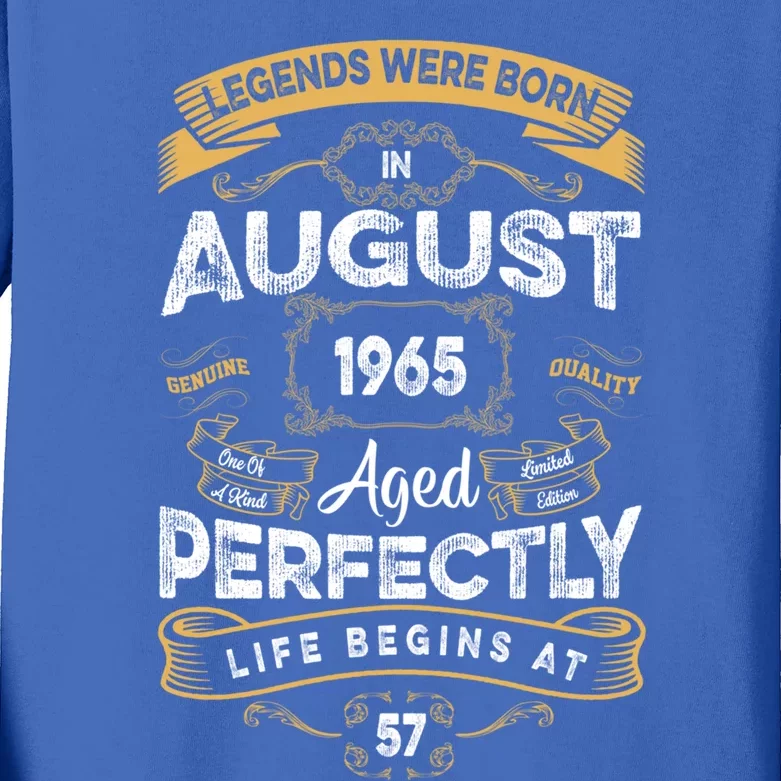 57th Birthday Legends Were Born In August 1965 Gift Kids Long Sleeve Shirt