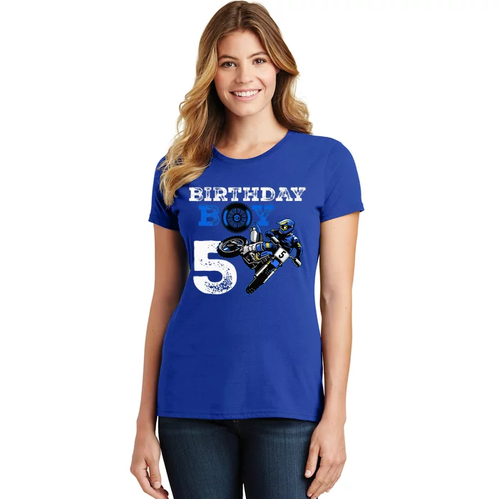 5th Birthday Motocross Mx Dirt Bike 5 Year Old Funny B Day Women's T-Shirt