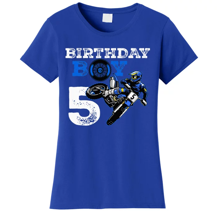 5th Birthday Motocross Mx Dirt Bike 5 Year Old Funny B Day Women's T-Shirt