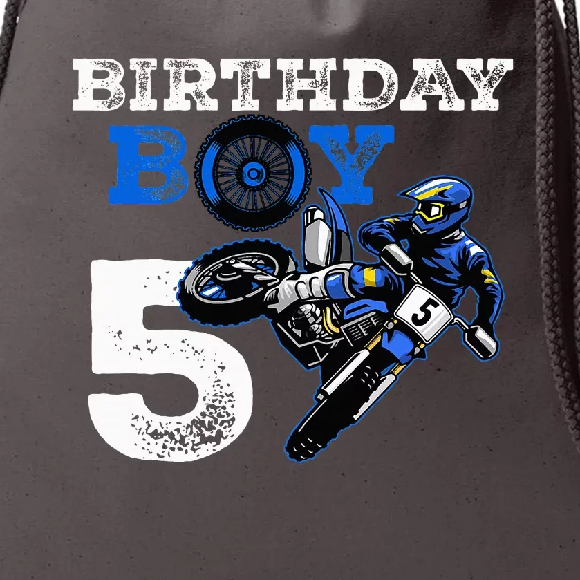 5th Birthday Motocross Mx Dirt Bike 5 Year Old Funny B Day Drawstring Bag