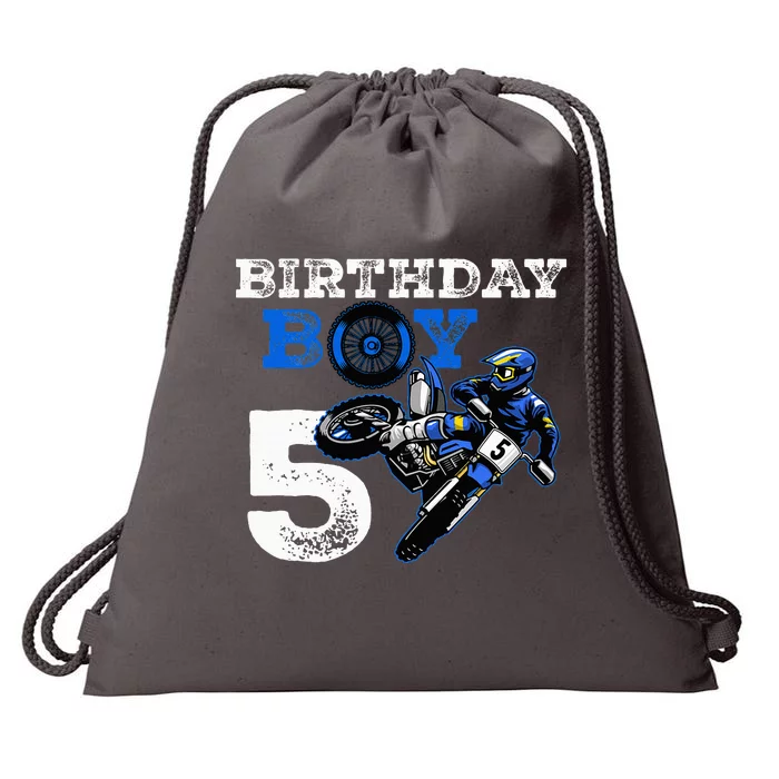 5th Birthday Motocross Mx Dirt Bike 5 Year Old Funny B Day Drawstring Bag