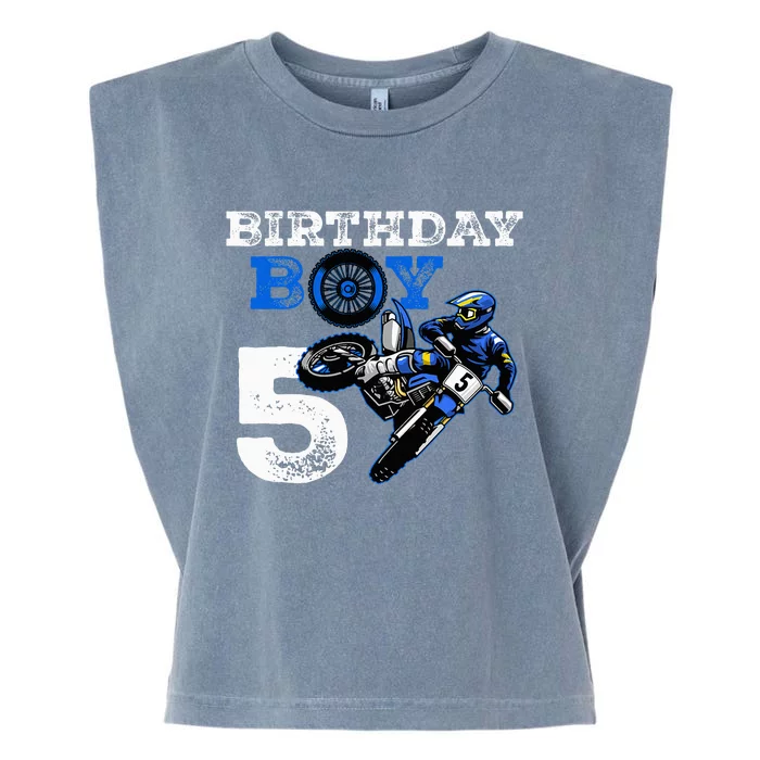 5th Birthday Motocross Mx Dirt Bike 5 Year Old Funny B Day Garment-Dyed Women's Muscle Tee