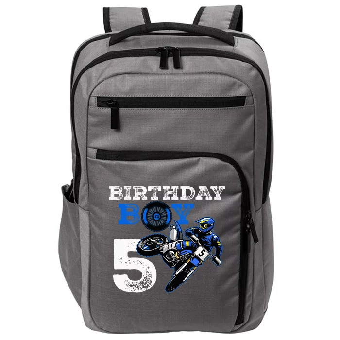 5th Birthday Motocross Mx Dirt Bike 5 Year Old Funny B Day Impact Tech Backpack