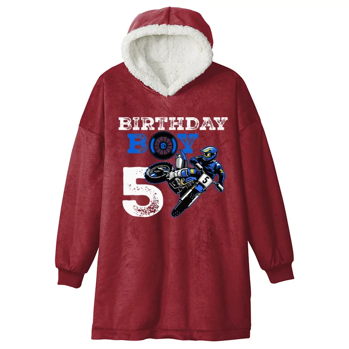 5th Birthday Motocross Mx Dirt Bike 5 Year Old Funny B Day Hooded Wearable Blanket