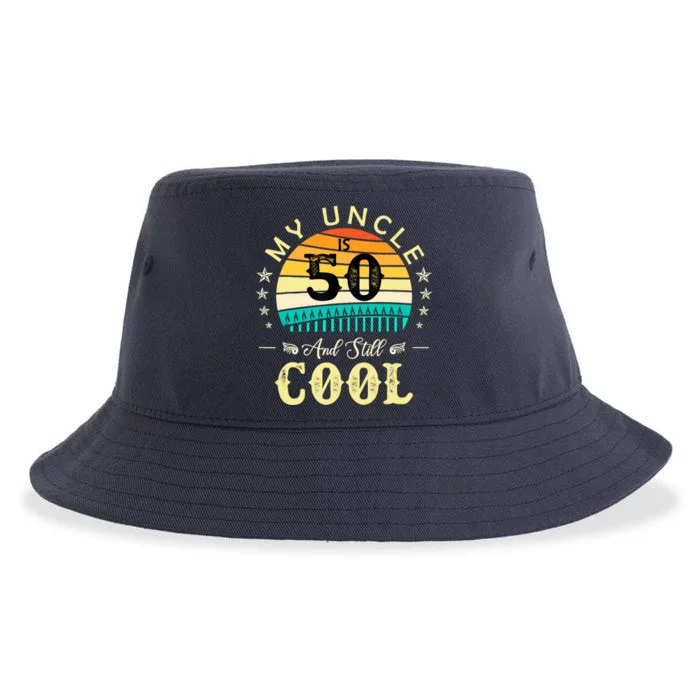 50th Birthday My Uncle Is 50 And Still Cool Retro Vintage Sustainable Bucket Hat