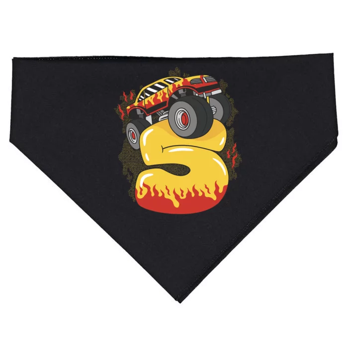 5th Birthday Monster Truck USA-Made Doggie Bandana