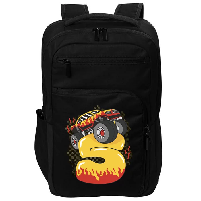 5th Birthday Monster Truck Impact Tech Backpack