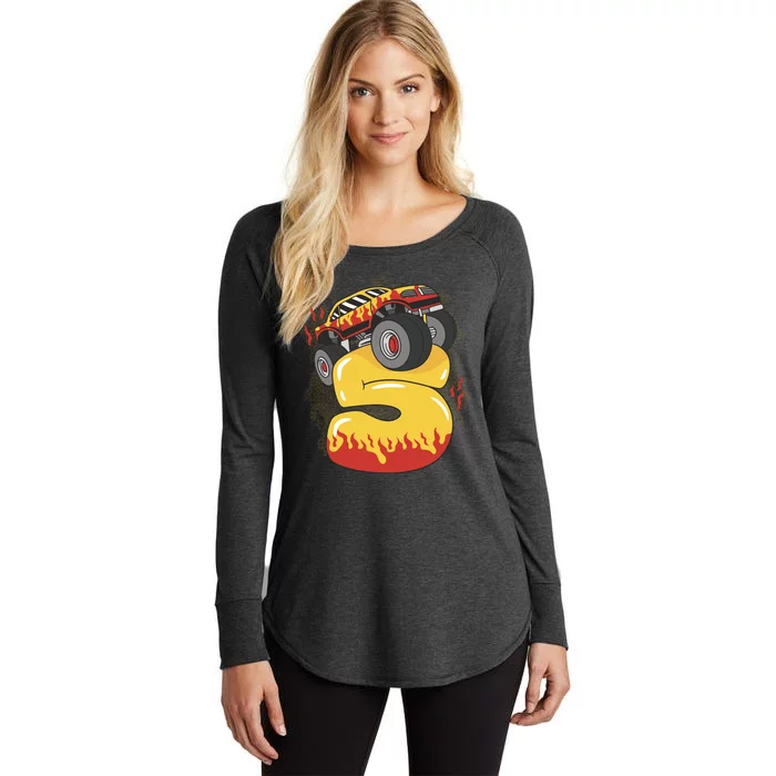 5th Birthday Monster Truck Women's Perfect Tri Tunic Long Sleeve Shirt