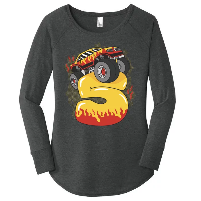 5th Birthday Monster Truck Women's Perfect Tri Tunic Long Sleeve Shirt