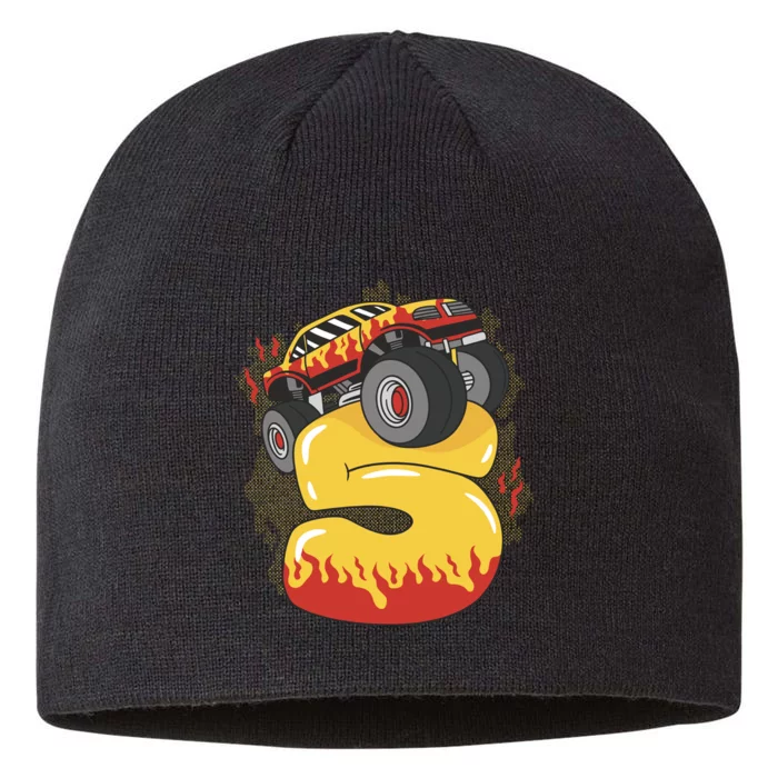 5th Birthday Monster Truck 8 1/2in Sustainable Knit Beanie