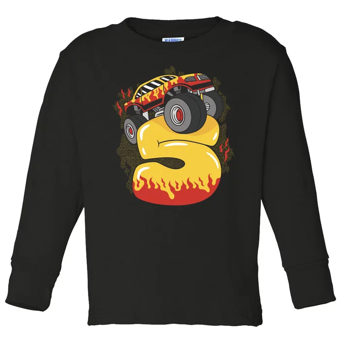 5th Birthday Monster Truck Toddler Long Sleeve Shirt