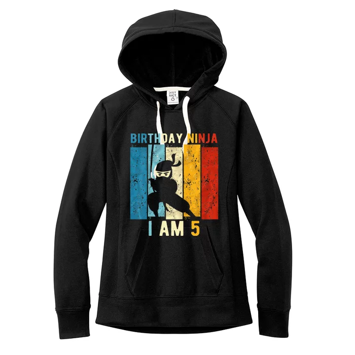 5th Birthday Ninja 5 Year Old Birthday Women's Fleece Hoodie