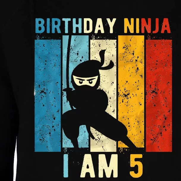 5th Birthday Ninja 5 Year Old Birthday Womens Funnel Neck Pullover Hood