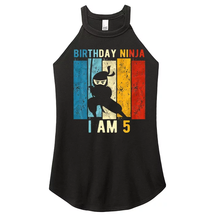 5th Birthday Ninja 5 Year Old Birthday Women’s Perfect Tri Rocker Tank