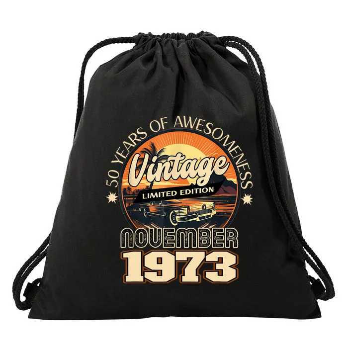 50th Birthday November 1973 Vintage 50 Years Old Gag Drawstring Bag