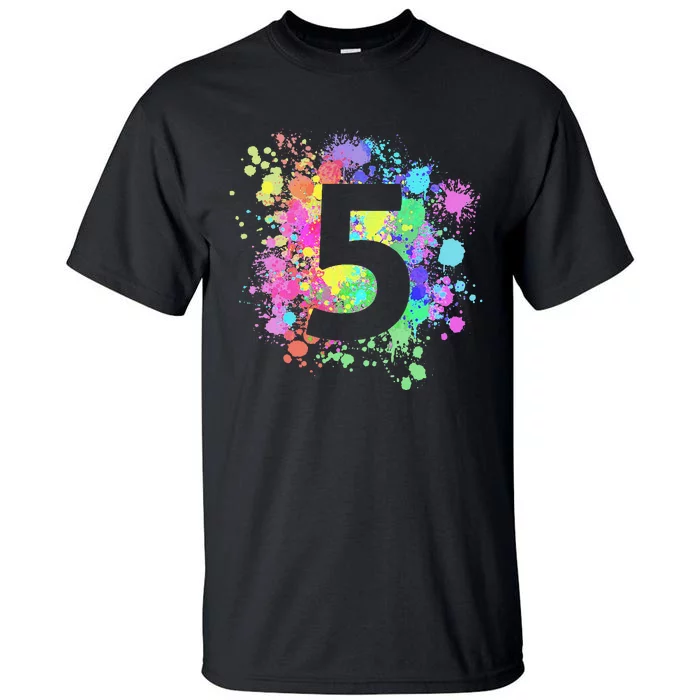 5th Birthday Paint Splashes Splatter Colorful Art Tall T-Shirt