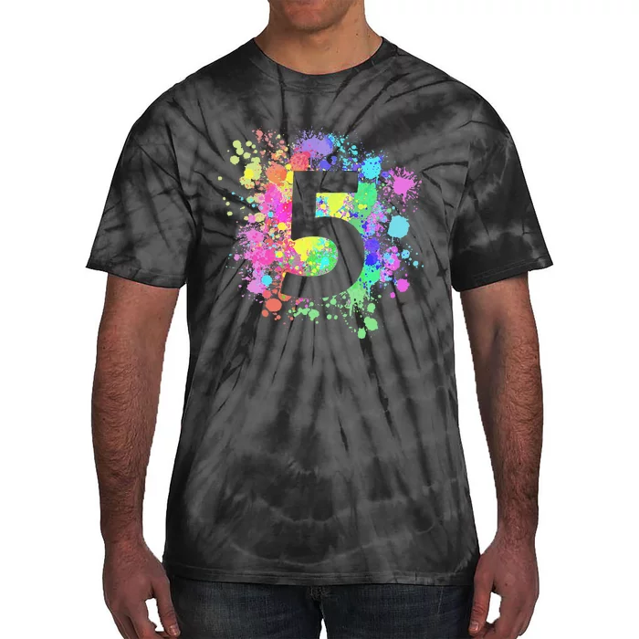 5th Birthday Paint Splashes Splatter Colorful Art Tie-Dye T-Shirt