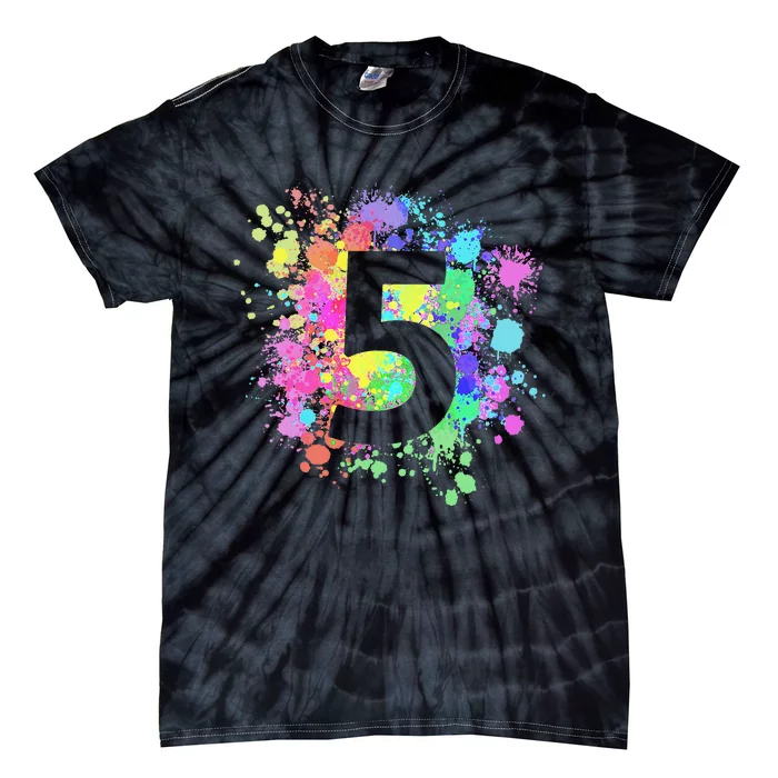 5th Birthday Paint Splashes Splatter Colorful Art Tie-Dye T-Shirt