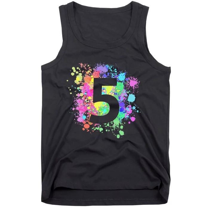 5th Birthday Paint Splashes Splatter Colorful Art Tank Top