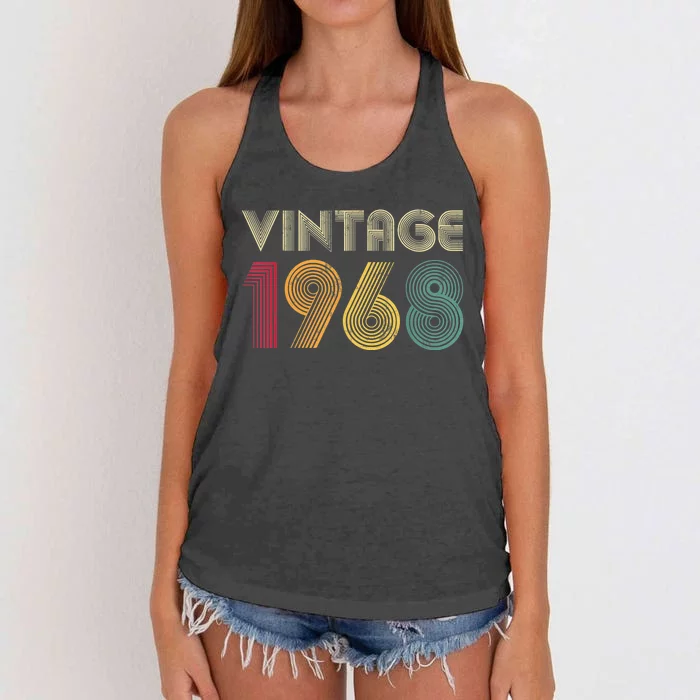 55th Birthday Present Gift 1968 Vintage  Wo 55 Years Old Women's Knotted Racerback Tank