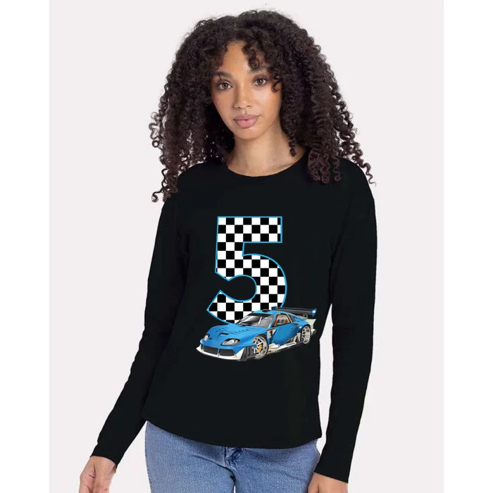 5th Birthday Racing Car 5 Year Old Gift Womens Cotton Relaxed Long Sleeve T-Shirt