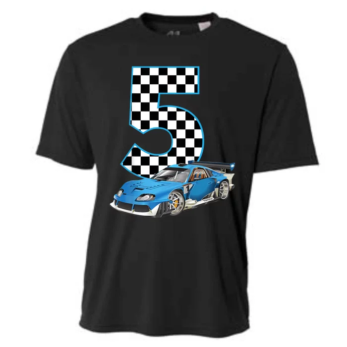 5th Birthday Racing Car 5 Year Old Gift Cooling Performance Crew T-Shirt