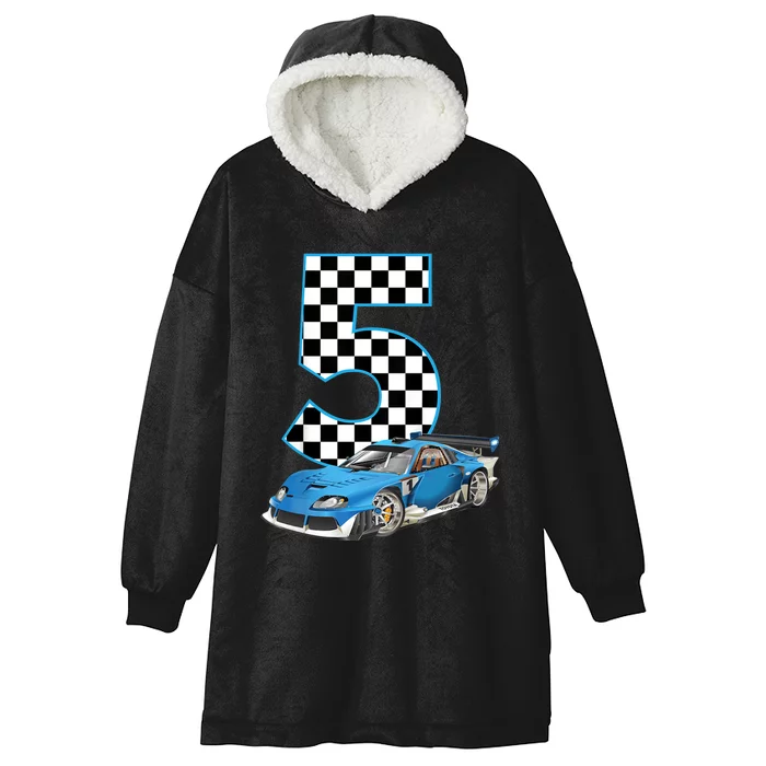 5th Birthday Racing Car 5 Year Old Gift Hooded Wearable Blanket