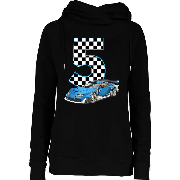 5th Birthday Racing Car 5 Year Old Gift Womens Funnel Neck Pullover Hood