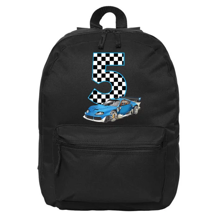 5th Birthday Racing Car 5 Year Old Gift 16 in Basic Backpack