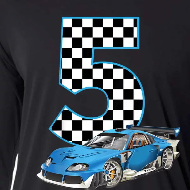 5th Birthday Racing Car 5 Year Old Gift Cooling Performance Long Sleeve Crew