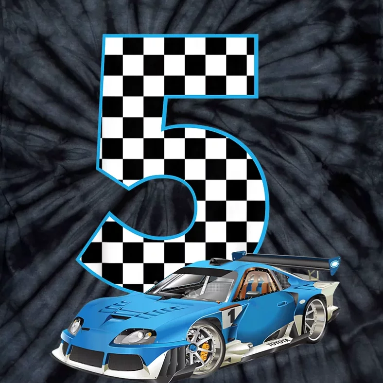 5th Birthday Racing Car 5 Year Old Gift Tie-Dye T-Shirt