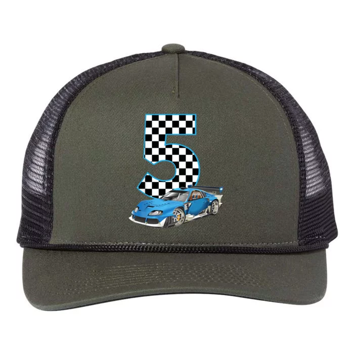 5th Birthday Racing Car 5 Year Old Gift Retro Rope Trucker Hat Cap