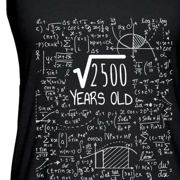 50th Birthday - Square Root of 2500: 50 Years Old Ladies Essential Flowy Tank