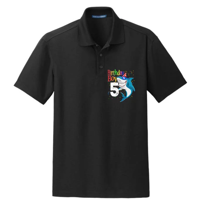 5th Birthday Shark JawSome Five Dry Zone Grid Performance Polo