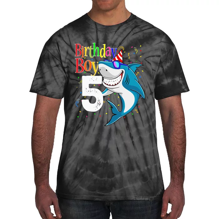 5th Birthday Shark JawSome Five Tie-Dye T-Shirt