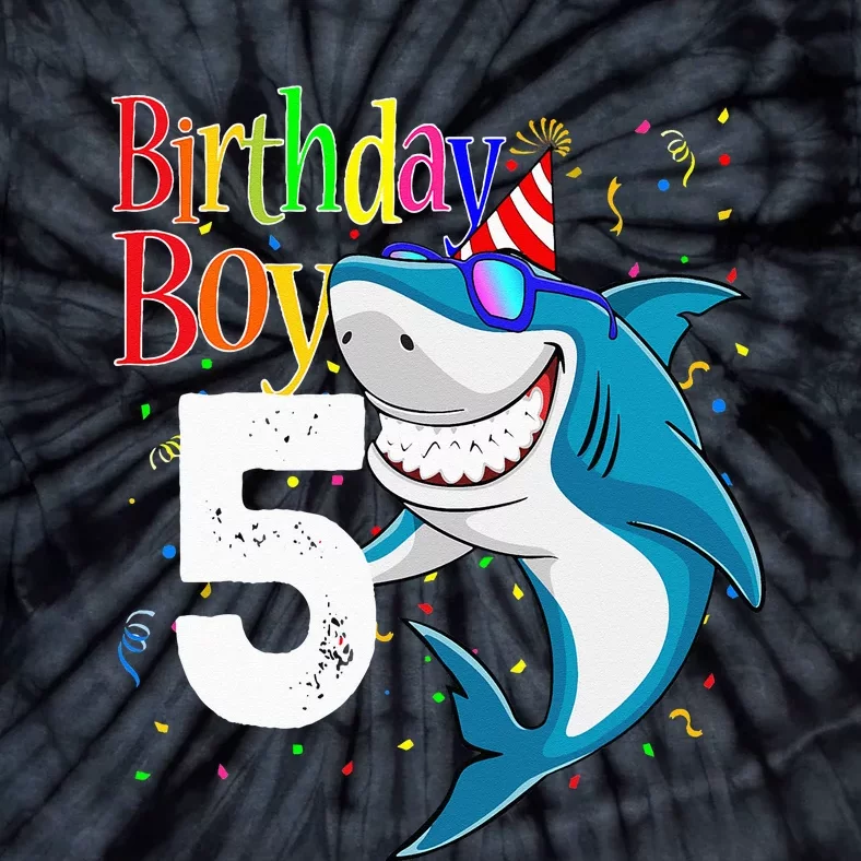 5th Birthday Shark JawSome Five Tie-Dye T-Shirt